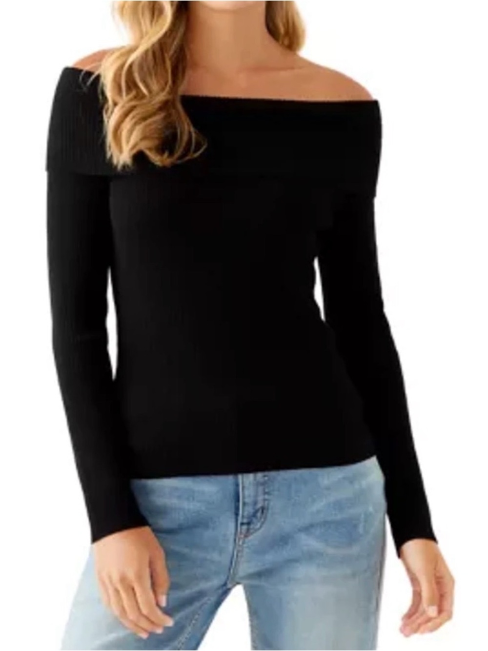 Hollister Off-the-Shoulder Black Knit Sweater